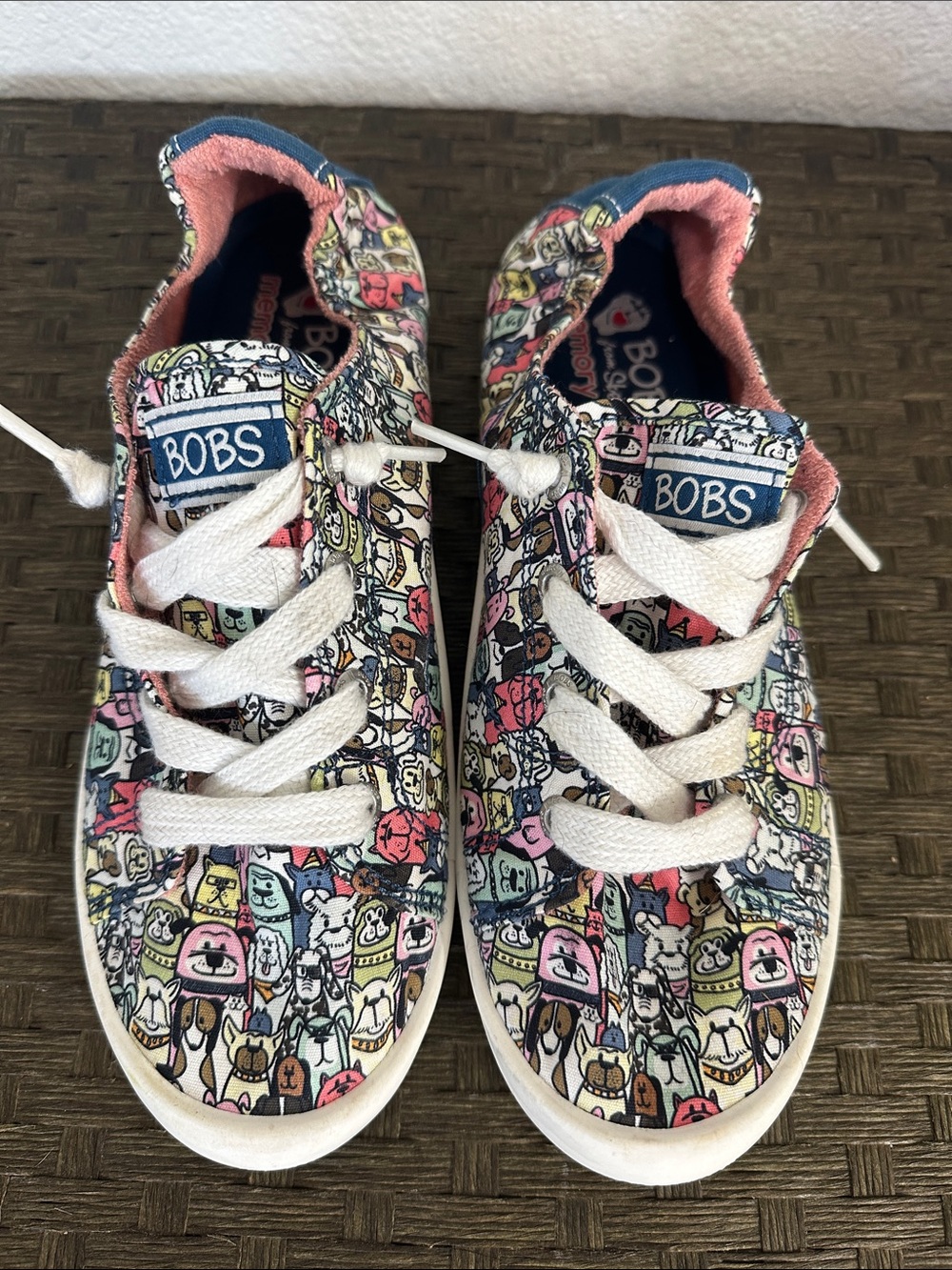 BOBS from Skechers Multicolor Dog Character Print Canvas Flats